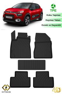 Citroen C3 Model 4D Havuzlu Paspas 2021-2022-2023-2024 Model Tam Uyumlu Oto Paspas