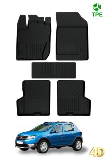 Dacia Sandero Stepway Uyumlu 4D Paspas 2013-2020 Arası Siyah Oto Paspas Seti