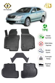 Skoda Octavia 2008–2013 Uyumlu Kaymaz Araca Özel Paspas 4D Havuzlu Oto Paspas Seti
