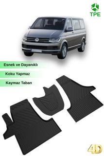 VW Transporter T6 - T7 Paspas 2015-2023 Uyumlu Ön 3 Parça 4D Havuzlu Kauçuk Oto Paspas
