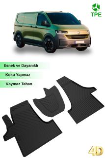 VW Transporter T5 - T6 - T7 Paspas 2003 2023 Arası Uyumlu Ön 3 Parça 4D Havuzlu Kauçuk Paspas