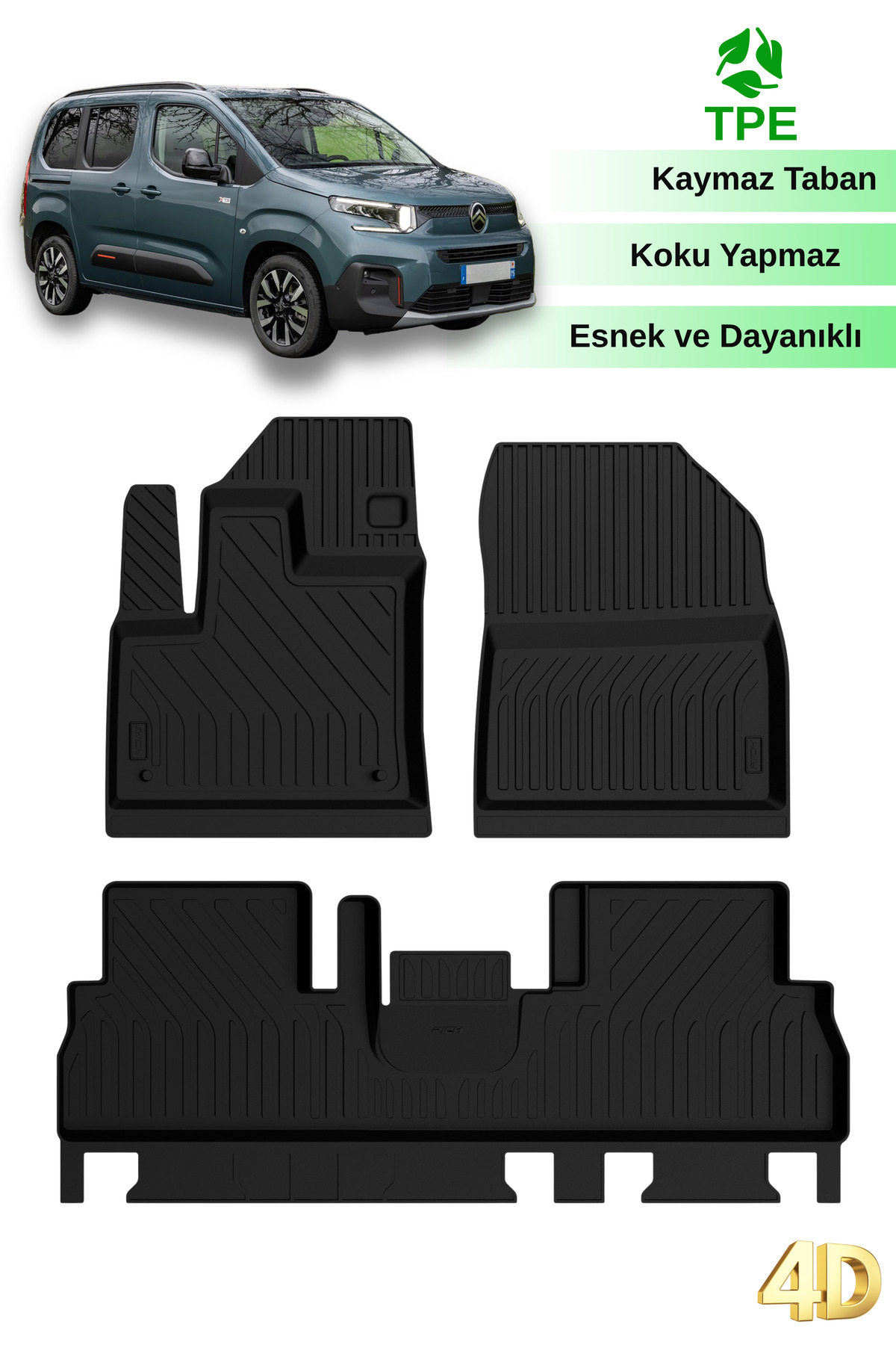 Hitaks Citroen Berlingo 2019 Sonrası Uyumlu Oto Paspas Havuzlu 4D Araca Özel Paspas