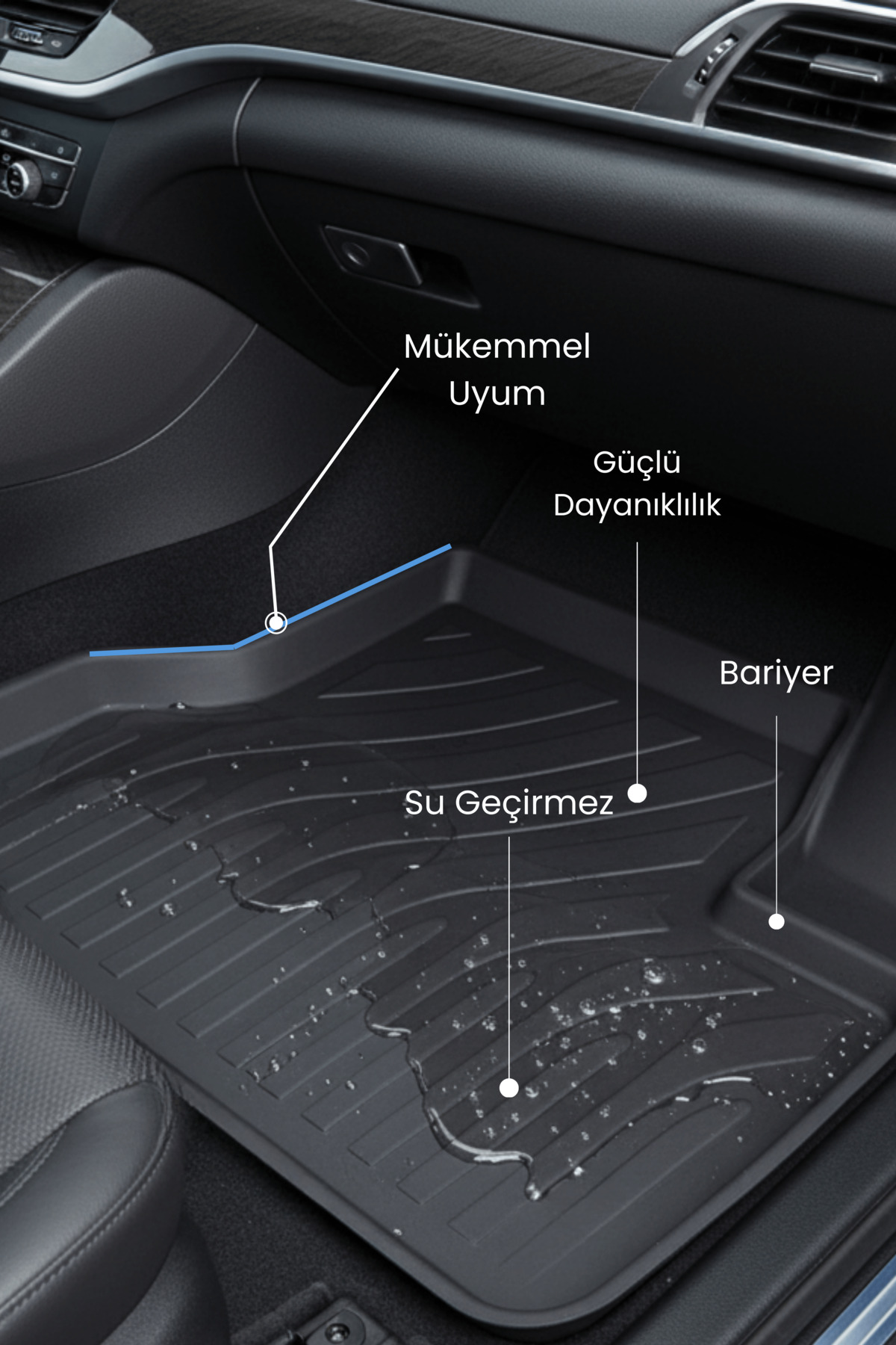 Hitaks Citroen C4 Picasso 2013 2018 Uyumlu 4D Havuzlu Kauçuk Oto Paspas