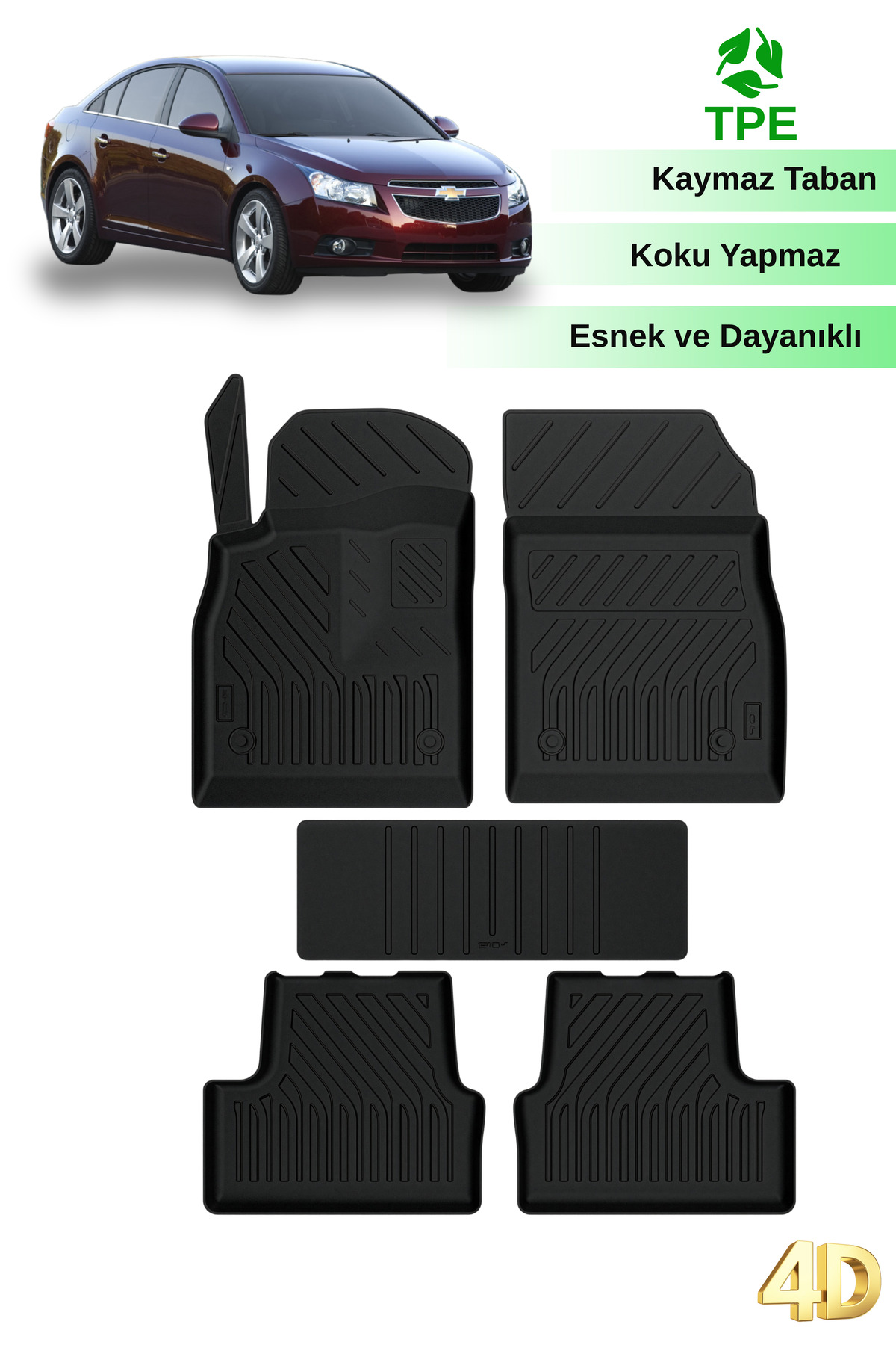 Hitaks Chevrolet Cruze Paspas 2009 Model ve Sonrası ile Uyumludur 4D Havuzlu Oto Paspas
