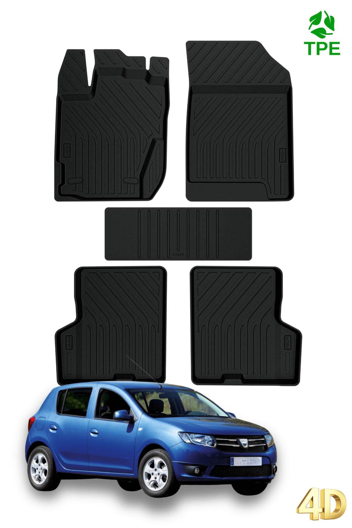 Hitaks Dacia Sandero 2004-2013 arası Uyumlu Havuzlu Oto Paspas Seti