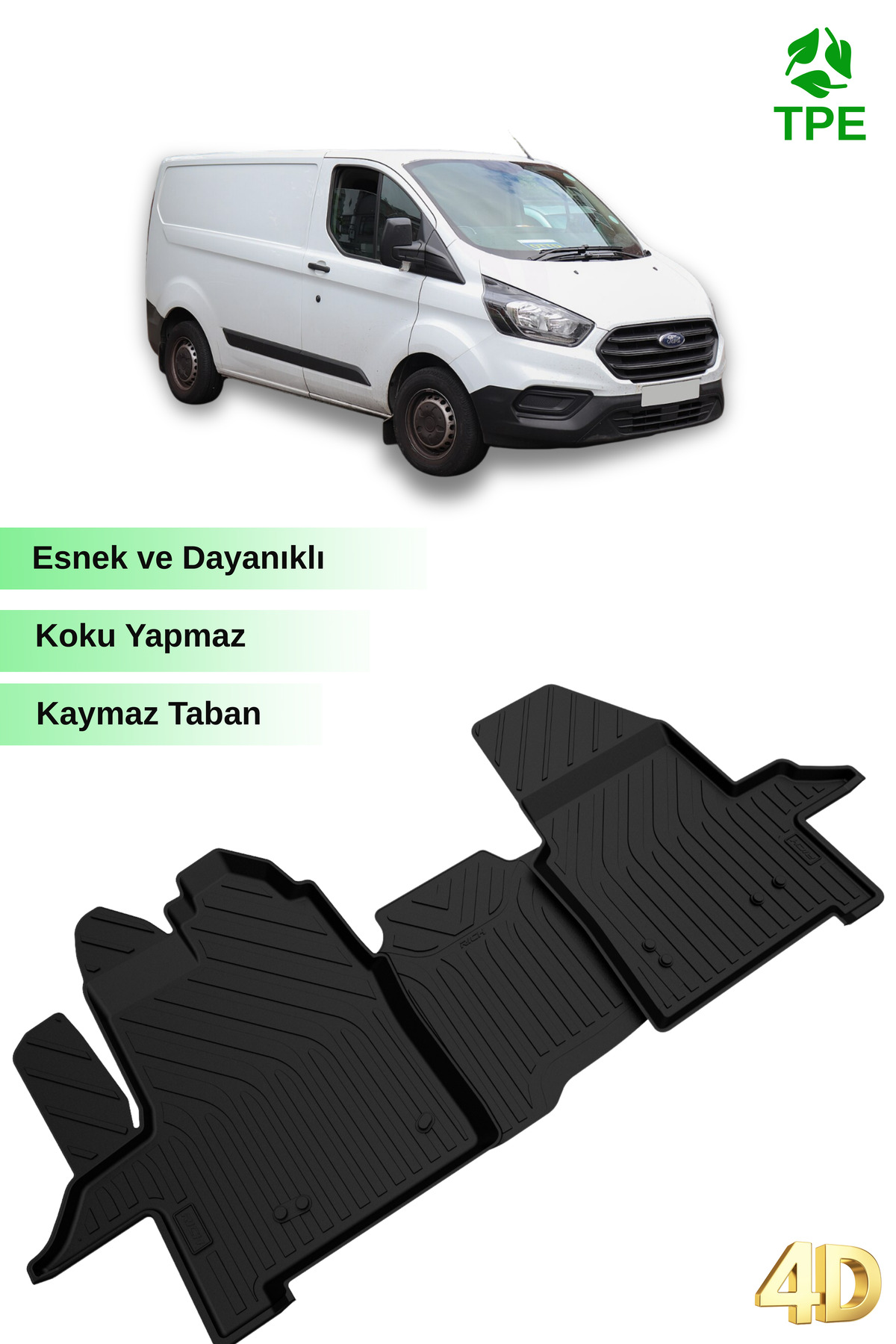 Hitaks Ford Transit Havuzlu Siyah Kauçuk Paspas 2014 Sonrası