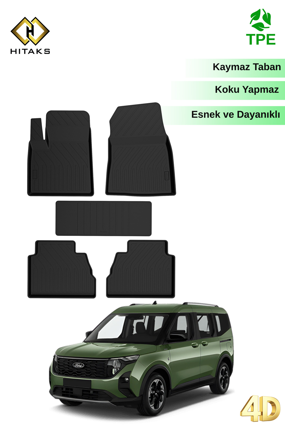 Hitaks Ford Tourneo Courier 2024 Ve Sonrası Araca Özel 4D Havuzlu Paspas