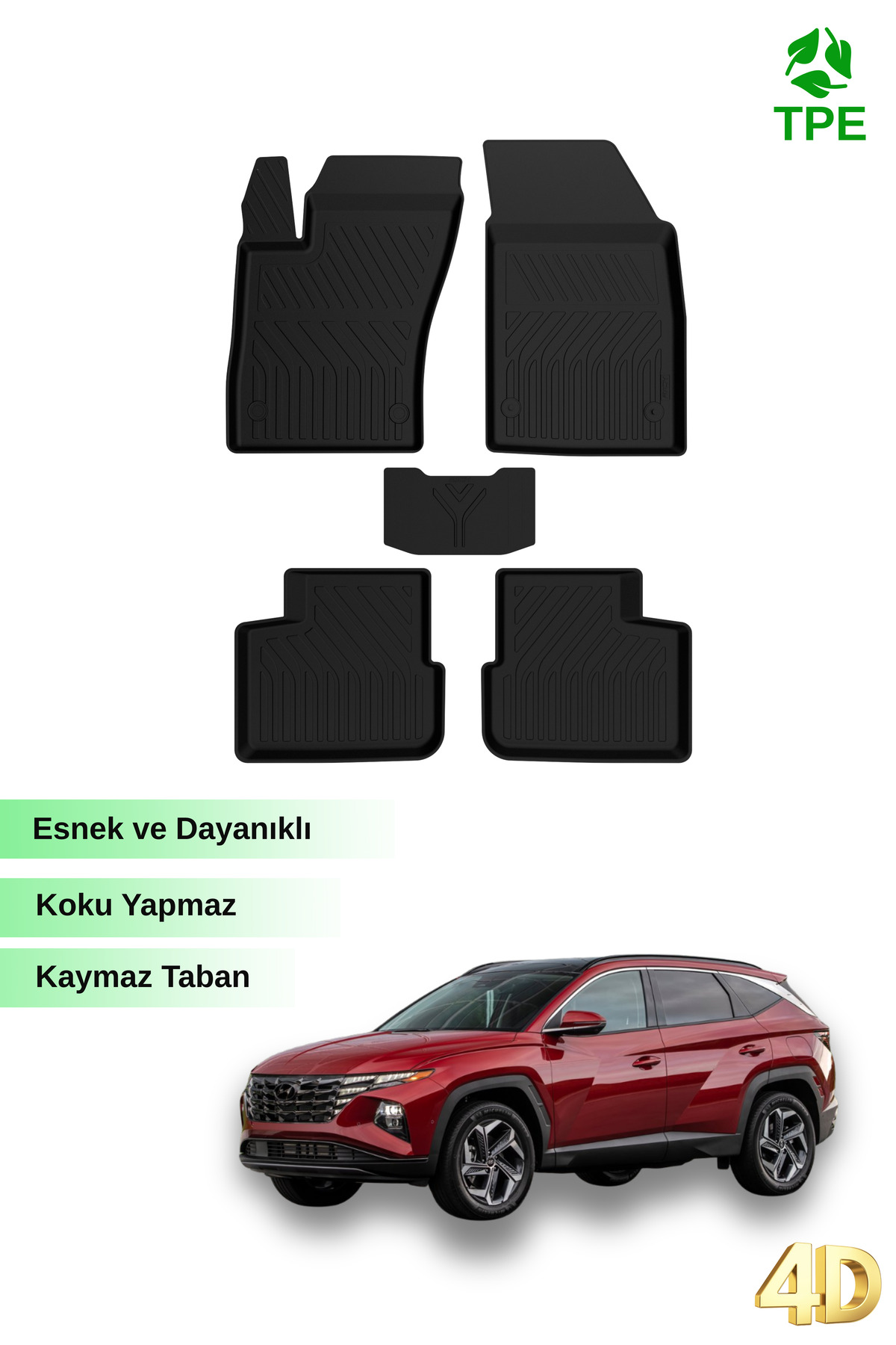 Hitaks Hyundai Tucson 2021+ Uyumlu Araca Özel 4D Havuzlu Özel Oto Paspas