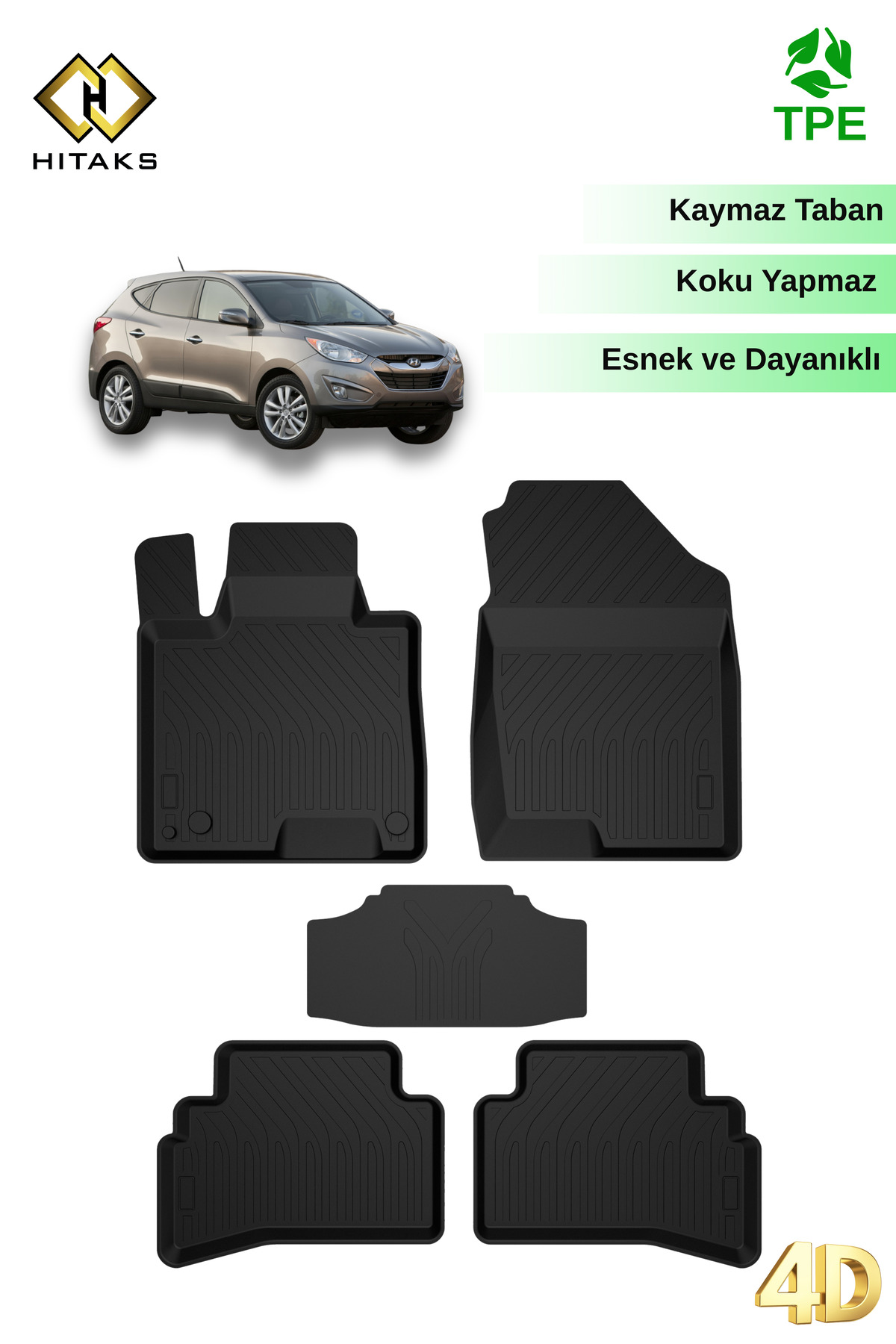 Hitaks Hyundai Tucson 2004-2005-2006-2007-2008-2009 Uyumlu 4D Havuzlu Özel Oto Paspas