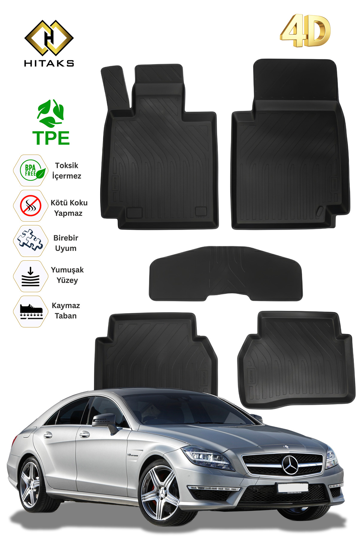 Hitaks Mercedes CLS C218 4D Uyumlu Paspas Havuzlu Araca Özel Oto Paspas 2010-2018