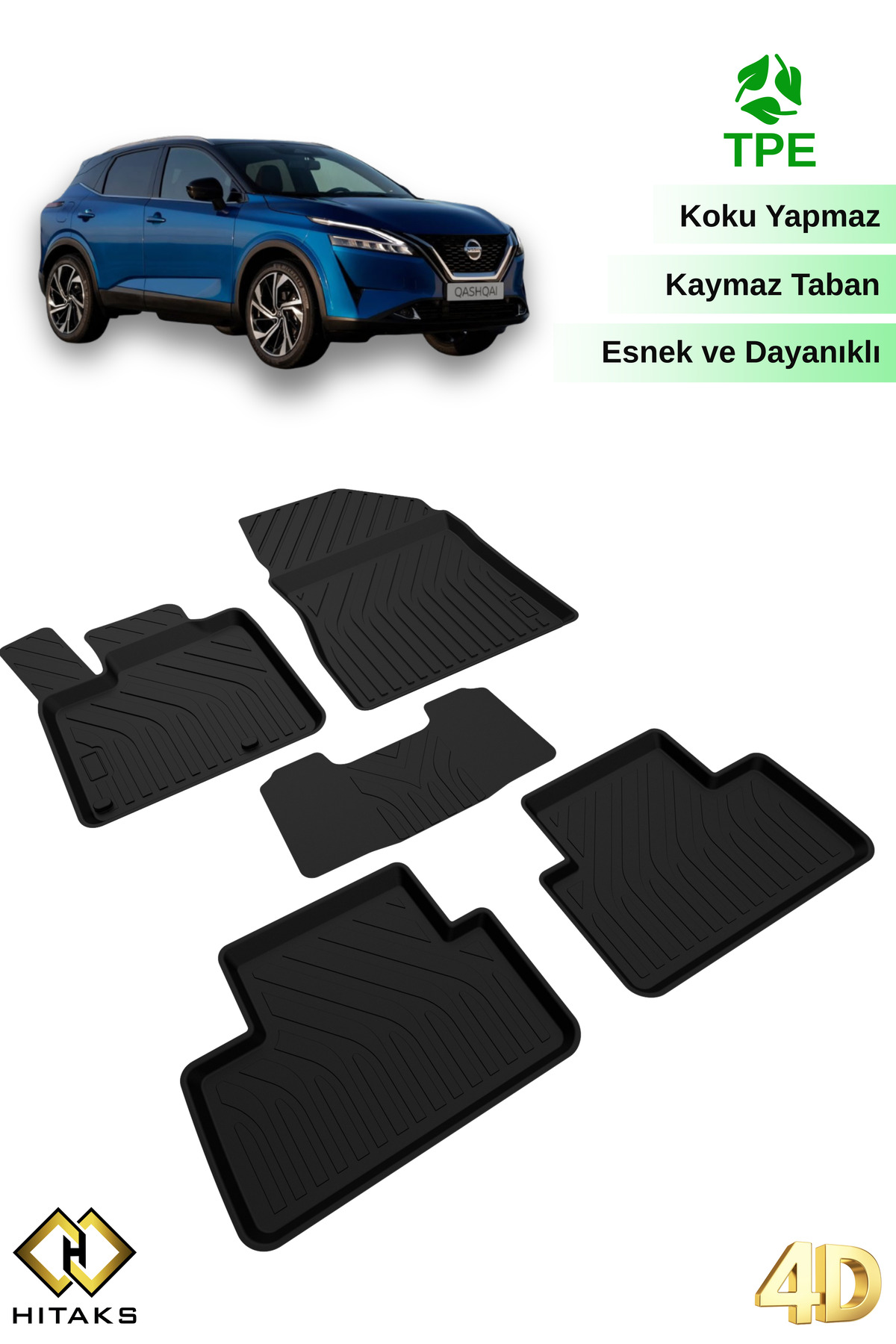 Hitaks Nissan Qashqai E-Power 2021+ Uyumlu 4D Havuzlu Paspas