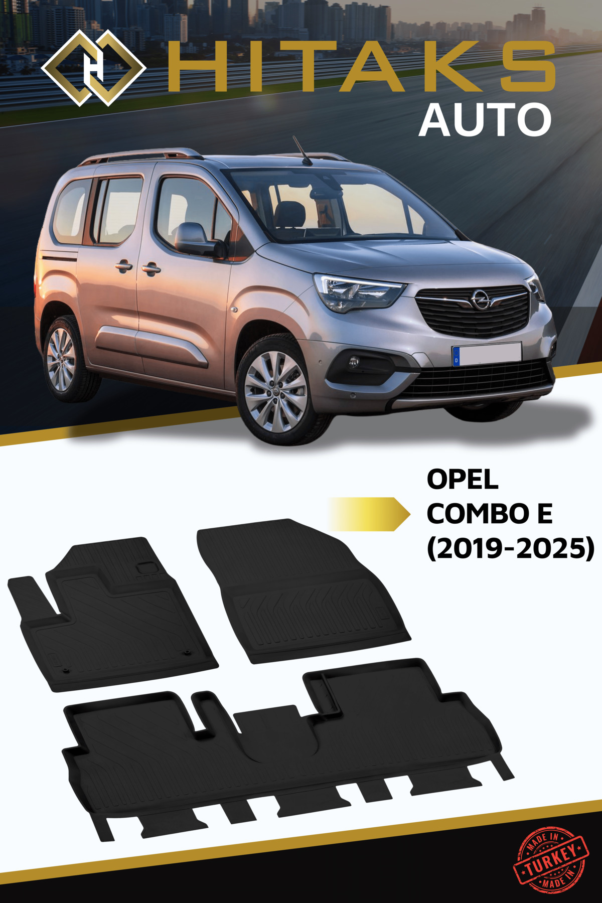 Hitaks Opel Combo 2019 Sonrası ile Uyumlu 4D Havuzlu Oto Paspas