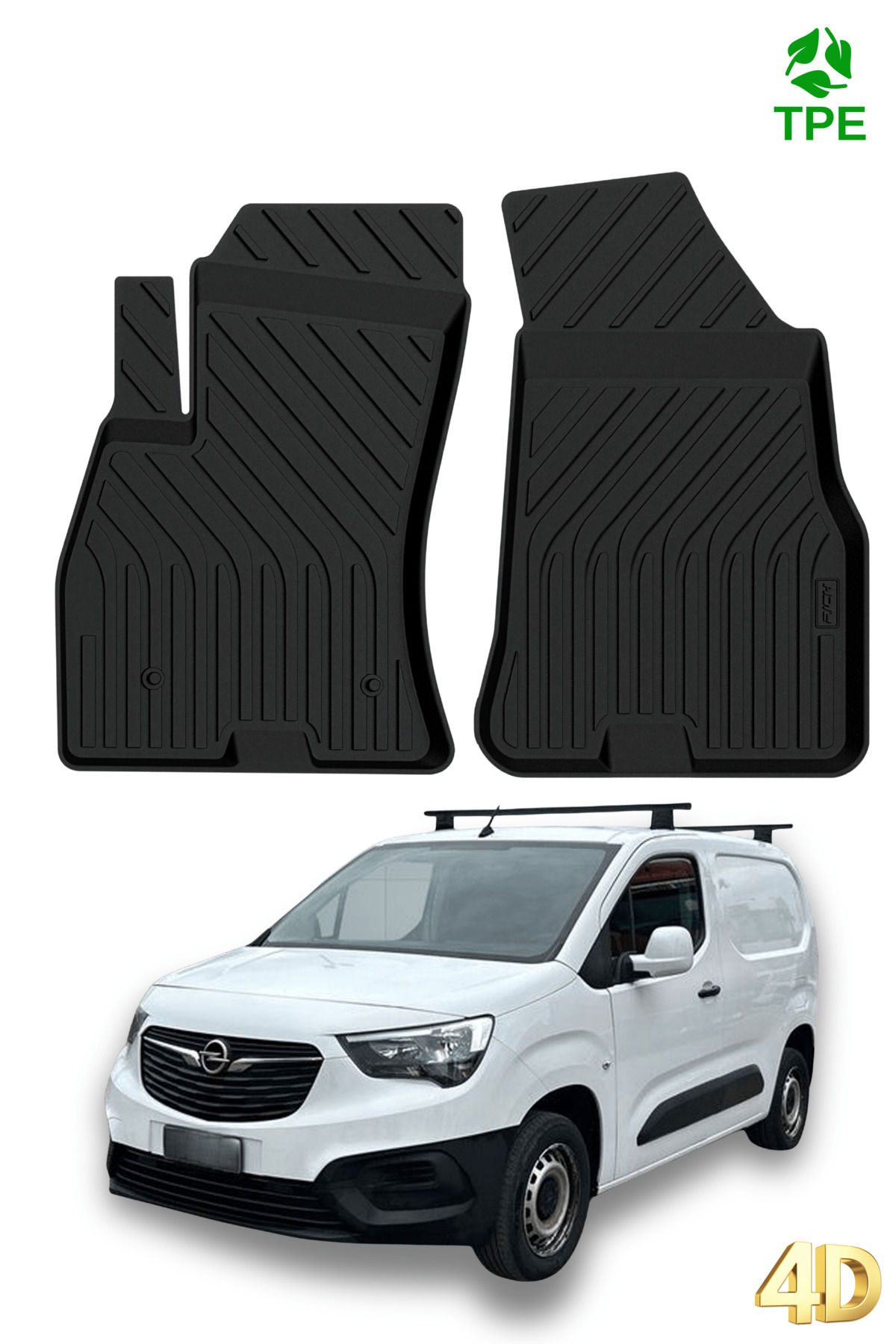 Hitaks Opel Combo Panelvan 2010-2018 Arası ile Uyumlu 4D Havuzlu Oto Paspas Ön iki Parça