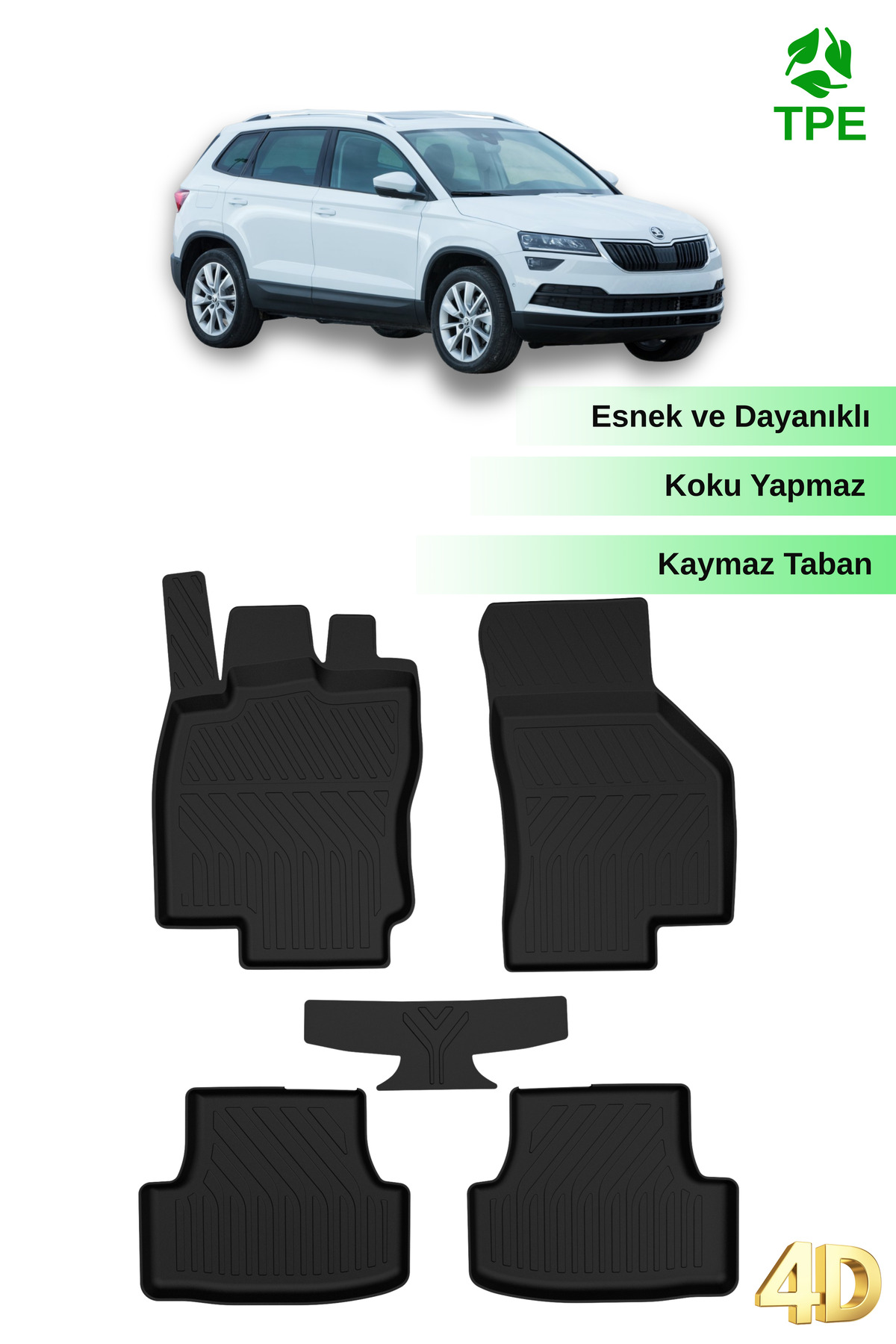 Hitaks Skoda Karoq 2018 ve Sonrası 4D Paspas Havuzlu Kauçuk Oto Paspas