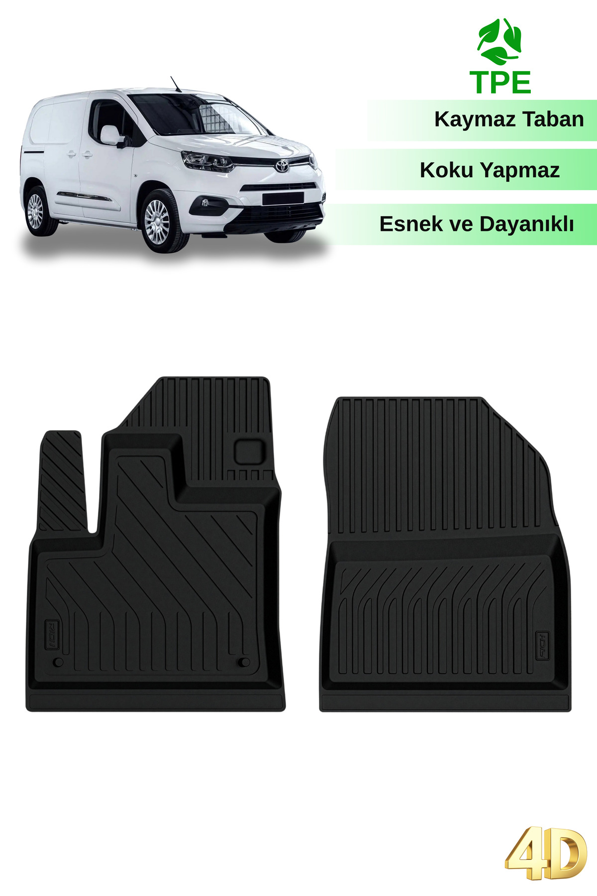 Hitaks Toyota Proace City Panelvan 2019+ İle Uyumlu 4D Havuzlu Oto Paspas Takımı Ön İki Parça