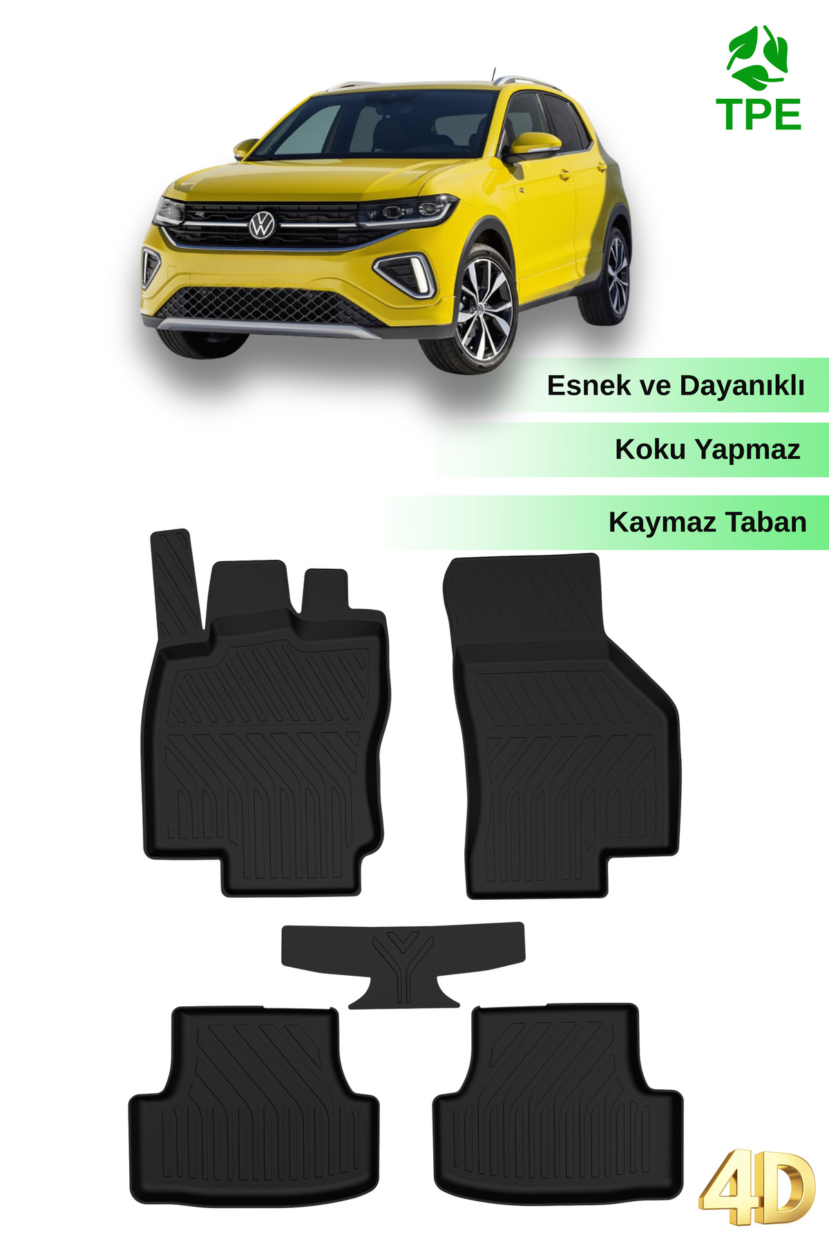 Hitaks VW T-Cross 2022 2023 2024 2025 Araca Özel Havuzlu Paspas